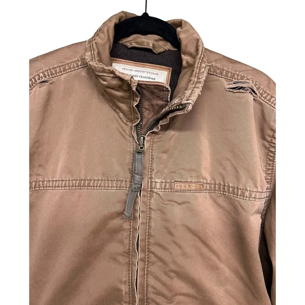 VINTAGE ABERCROMBIE & FITCH DISTRESSED MILITARY JACKET BROWN MEN'S SIZE LARGE‎